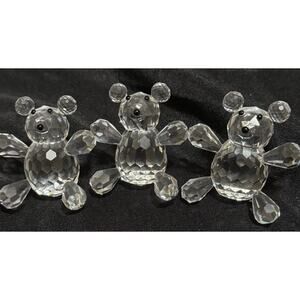 Asfour Egyptian Crystal Bear Figurines - RARE - 1.75" - Set of 3